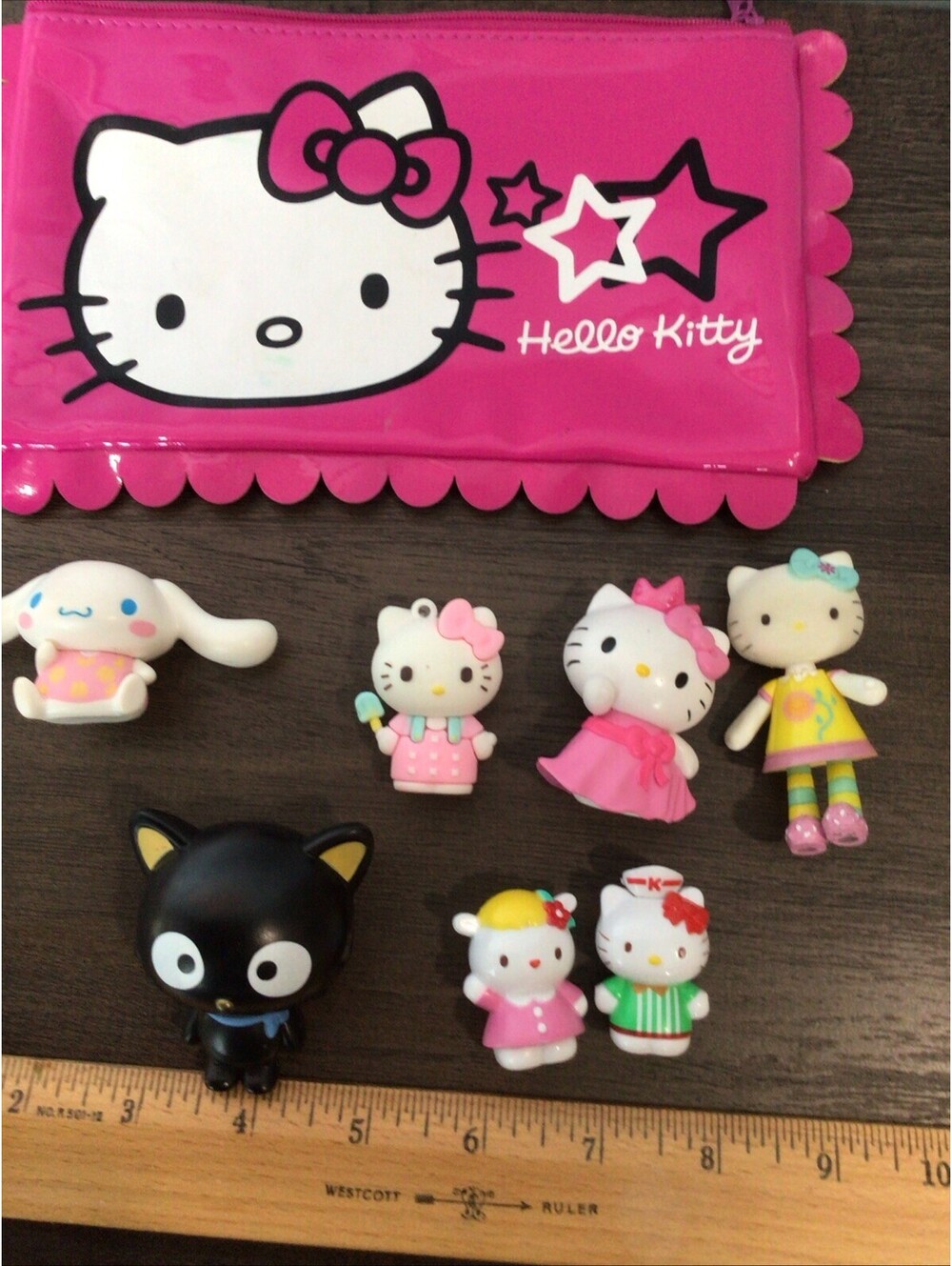 Hello Kitty Sanrio Mini Toy Figures & Pencil Case Cinnamaroll & Chococat Lot
